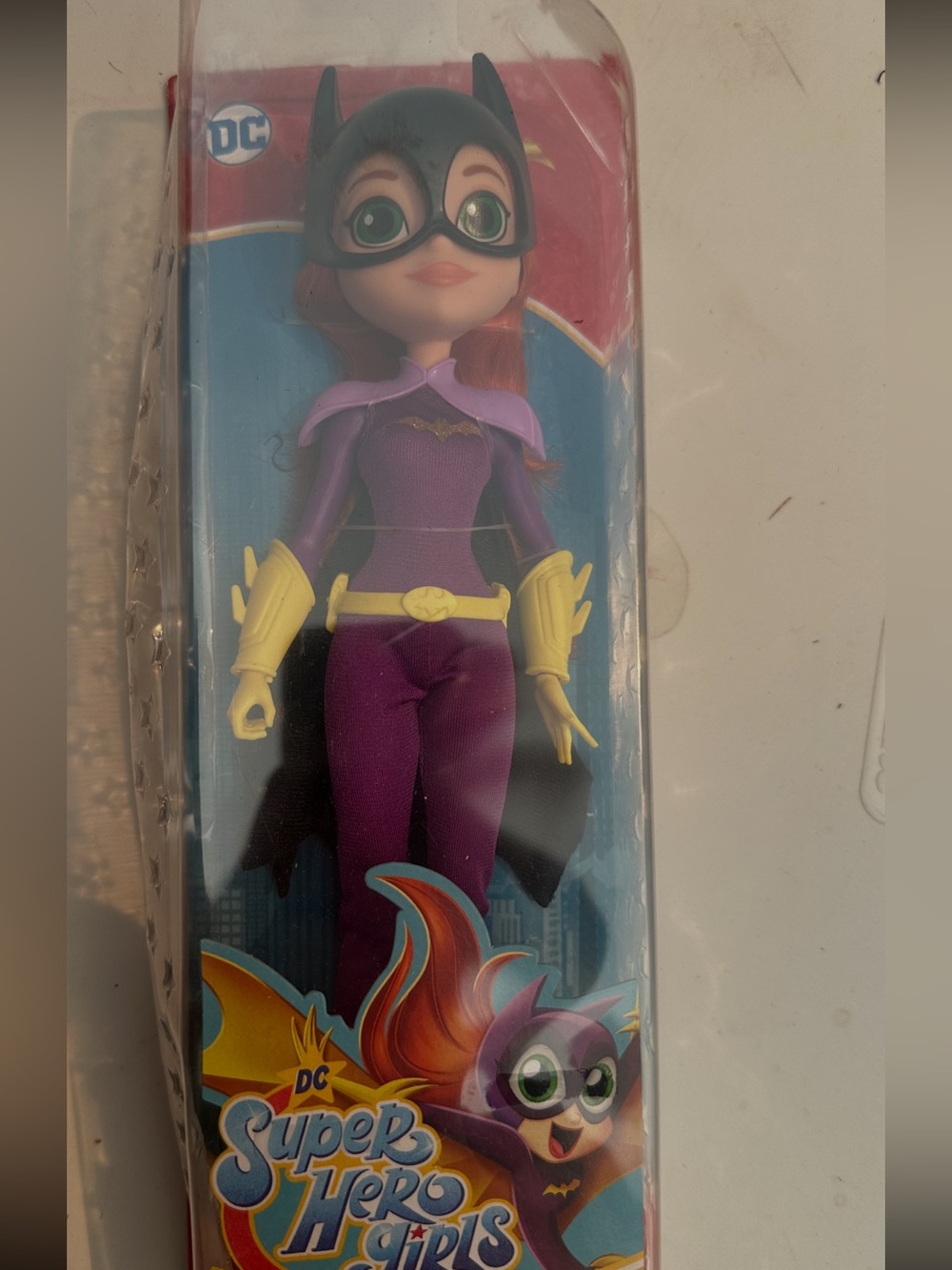 DC Batgirl Doll in Purple Outfit with Yellow Accents